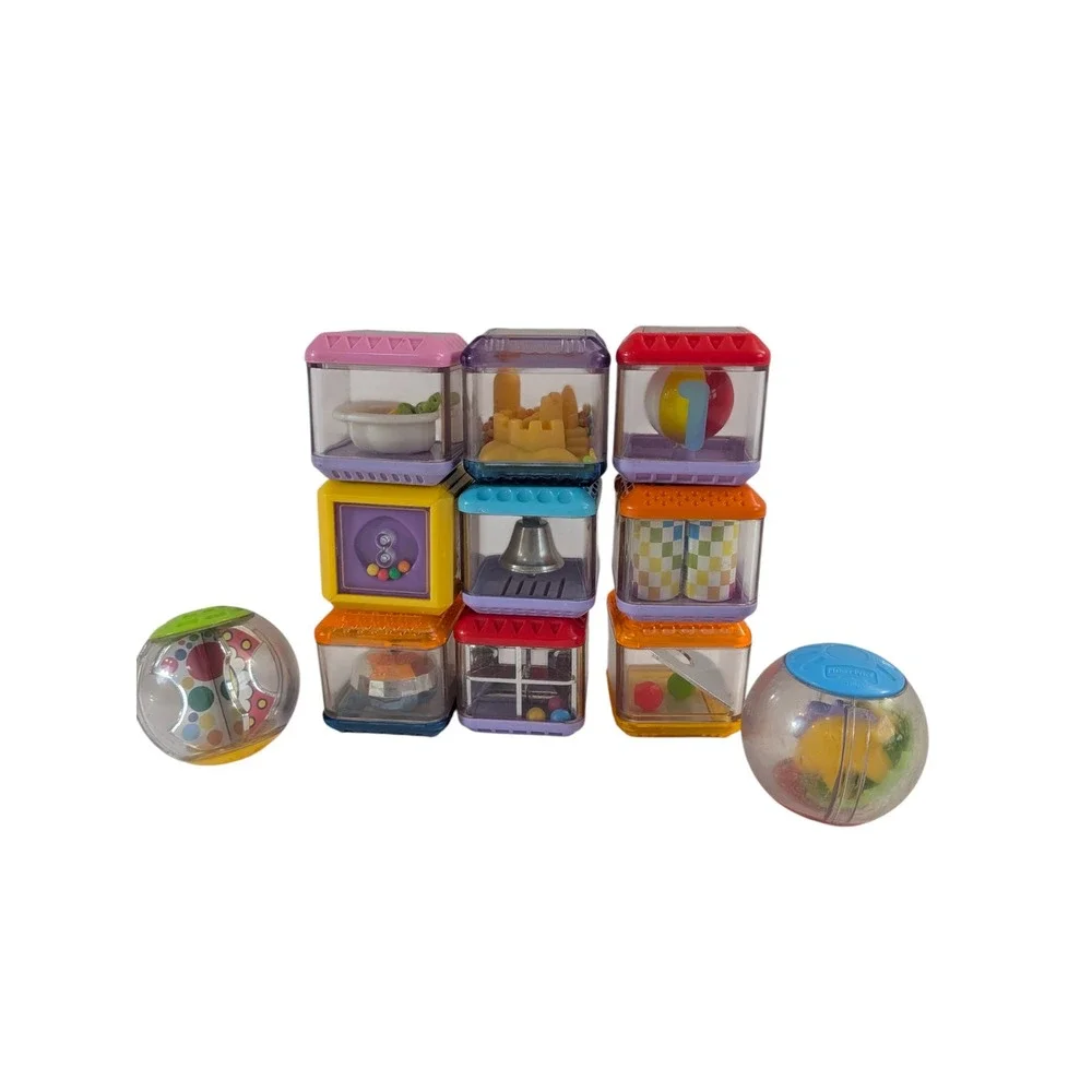Fisher Price Peek-a-Blocks and Roll-a-Round Balls Sensory Toy Set 11pc